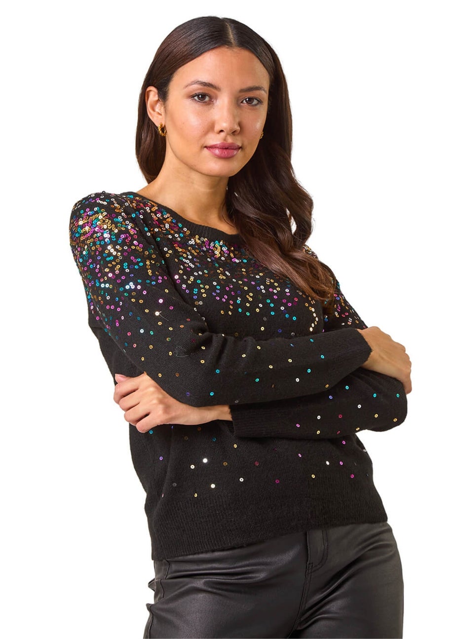 Roman Black Sprinkle Sequin Knit Jumper
