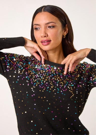 Roman Black Sprinkle Sequin Knit Jumper