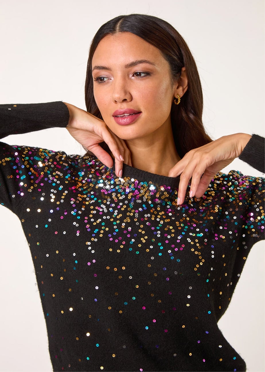 Roman Black Sprinkle Sequin Knit Jumper