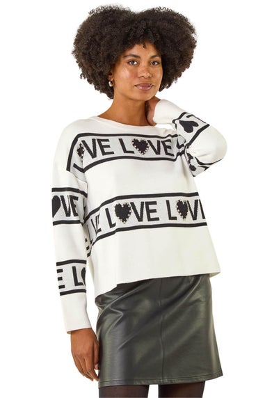 Roman Ivory Love Motif Knit Jumper