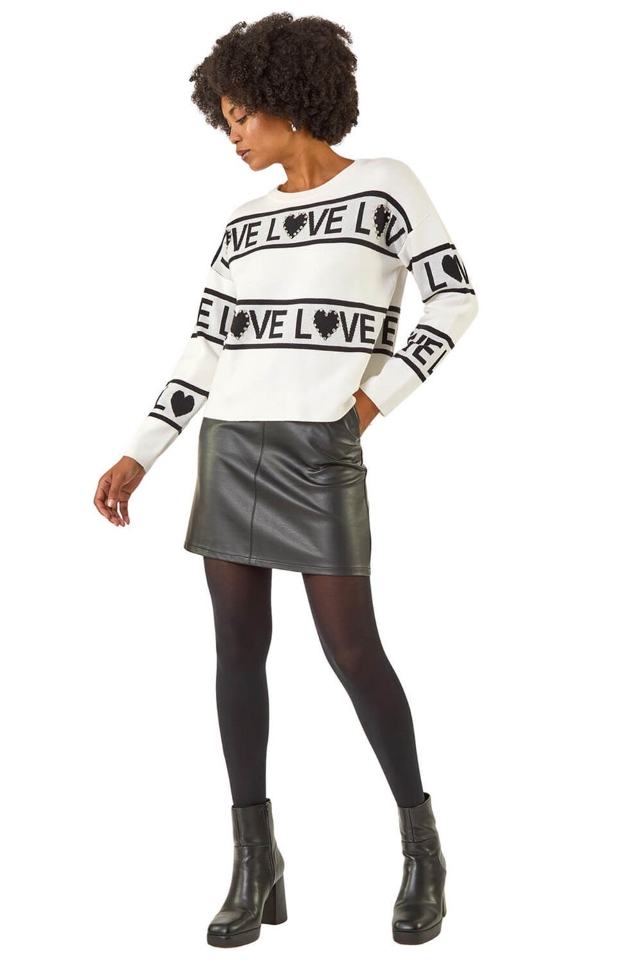 Roman Ivory Love Motif Knit Jumper