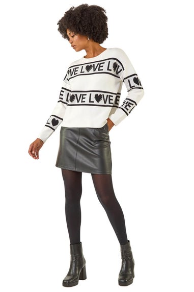 Roman Ivory Love Motif Knit Jumper