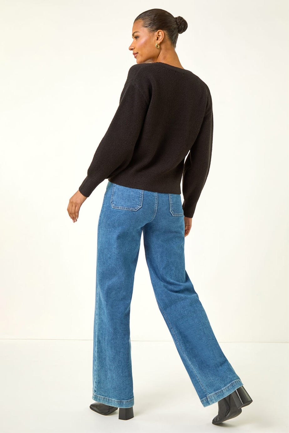 Roman Black Animal Tie Front Knit Cardigan