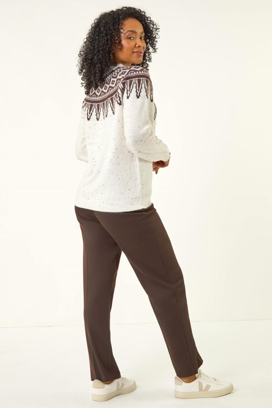 Roman Natural Petite Neppy Fairisle Knit Jumper