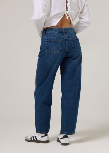PixieGirl Petite Dark Blue Non-Stretch Barrel Leg Jeans