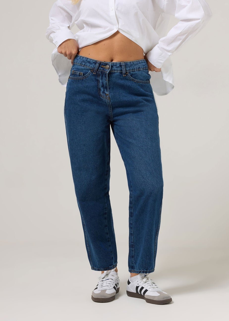 PixieGirl Petite Dark Blue Non-Stretch Barrel Leg Jeans