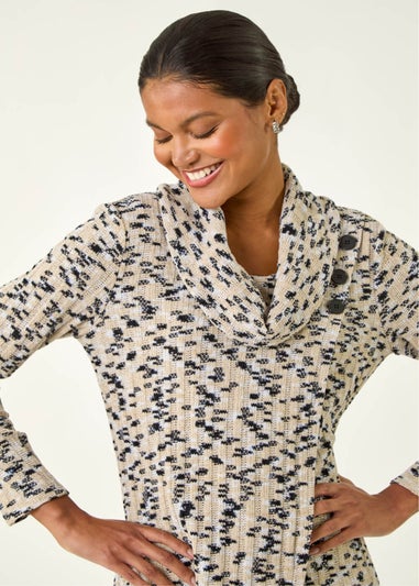 Roman Cream Chenille Cowl Neck Tunic Top