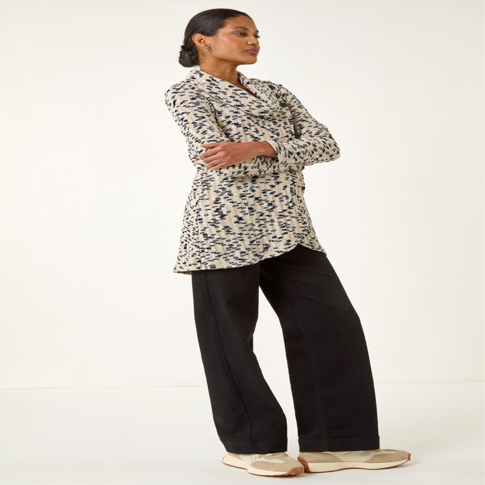 Roman Cream Chenille Cowl Neck Tunic Top