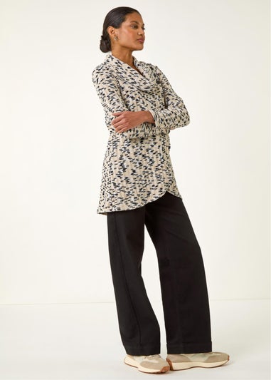 Roman Cream Chenille Cowl Neck Tunic Top