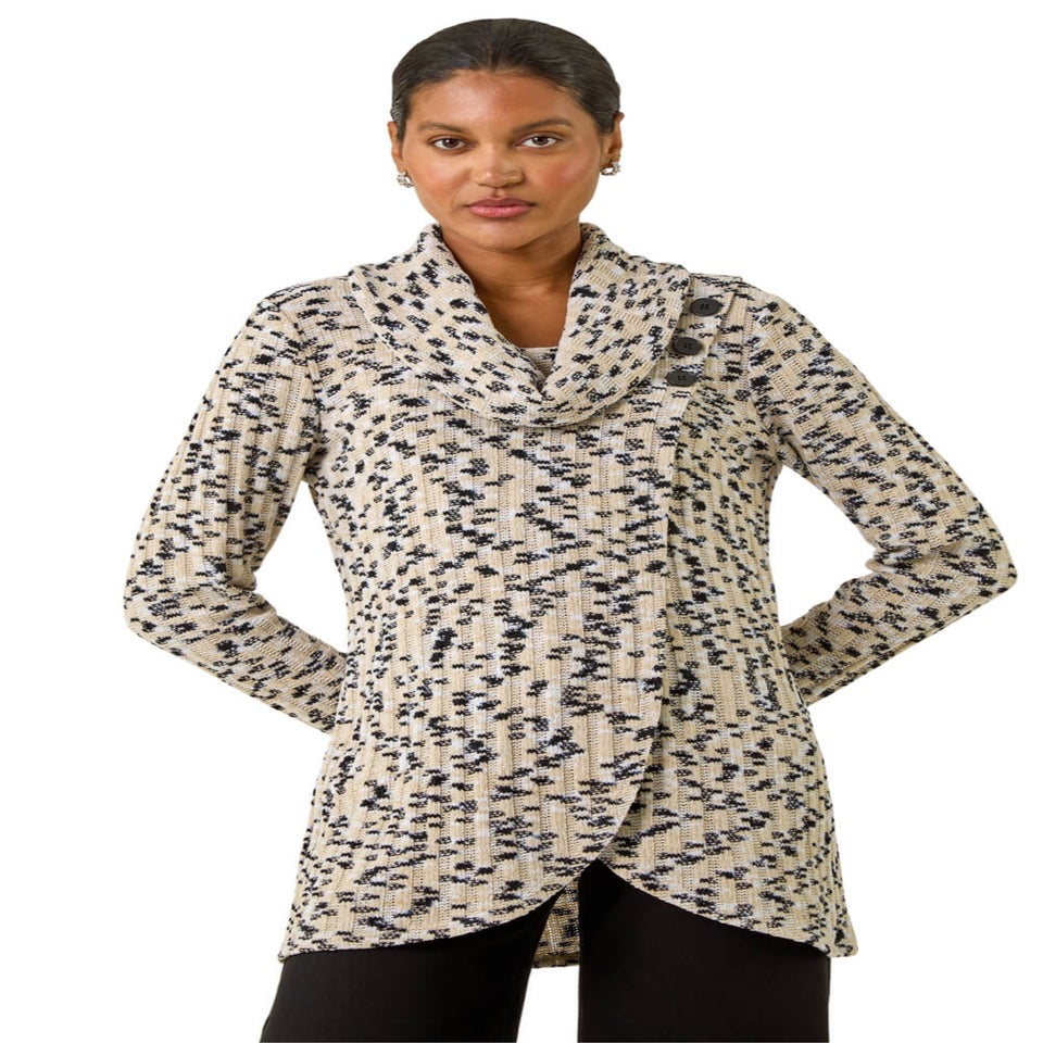 Roman Cream Chenille Cowl Neck Tunic Top