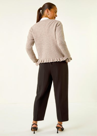 Roman Stone Petite Flute Hem Buttoned Cardigan