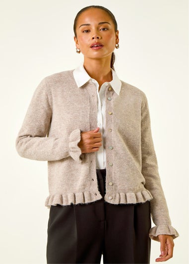 Roman Stone Petite Flute Hem Buttoned Cardigan