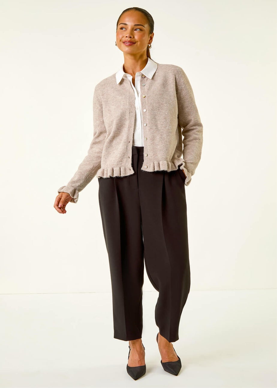 Roman Stone Petite Flute Hem Buttoned Cardigan