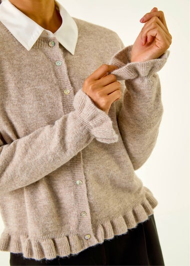 Roman Stone Petite Flute Hem Buttoned Cardigan