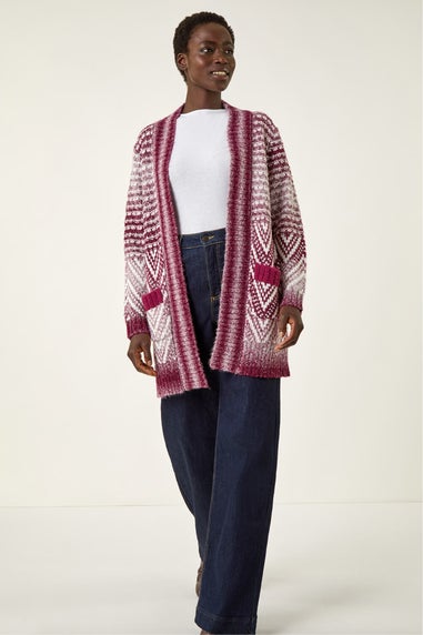 Roman Red Jacquard Knit Cardigan