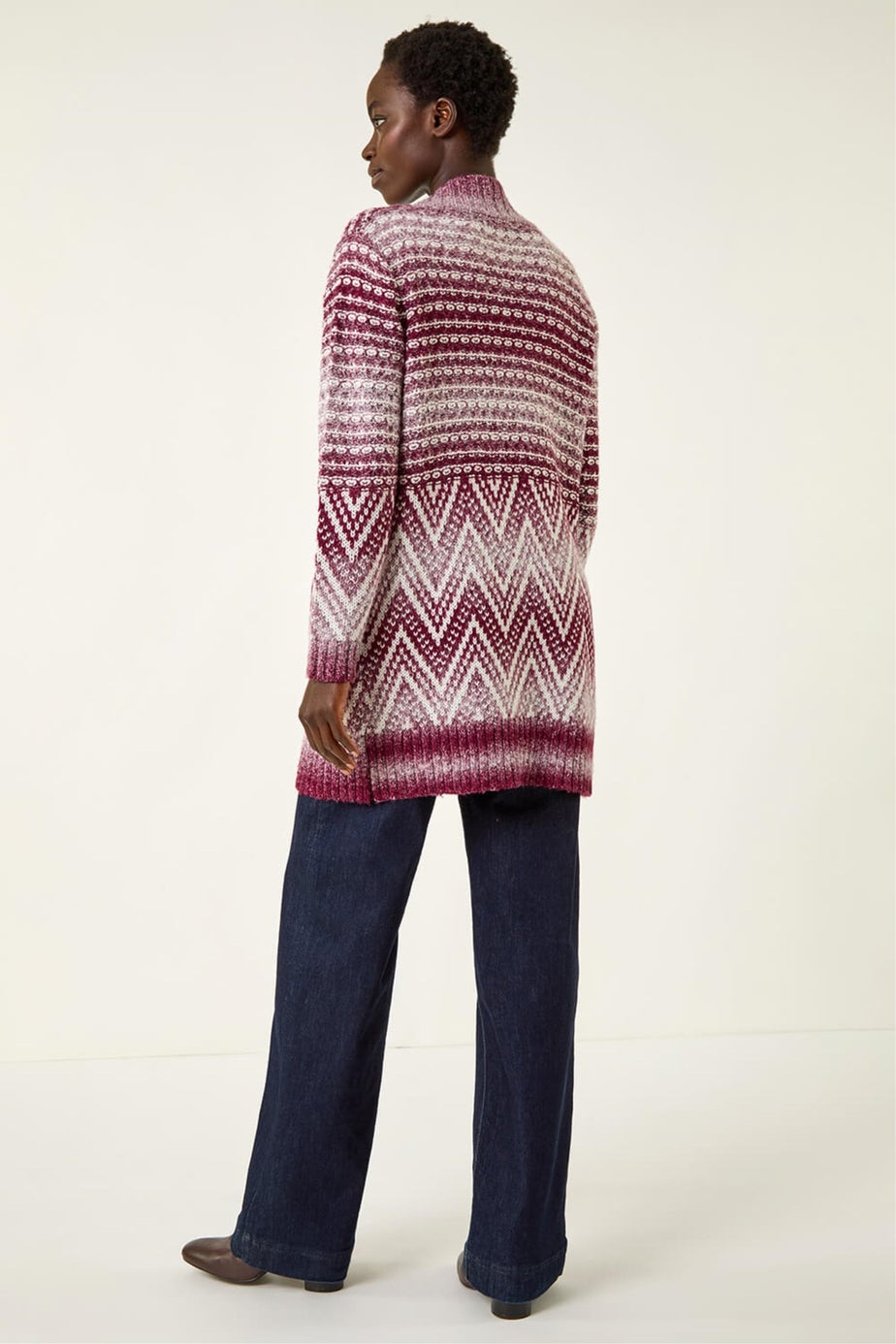 Roman Red Jacquard Knit Cardigan