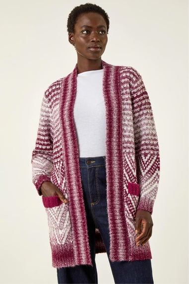 Roman Red Jacquard Knit Cardigan