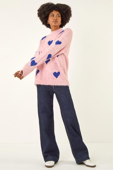 Roman Pink Scattered Heart Knit Jumper