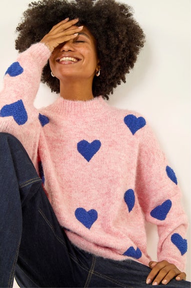 Roman Pink Scattered Heart Knit Jumper