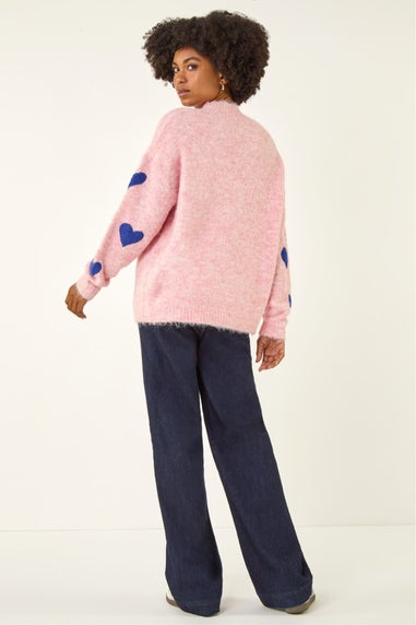 Roman Pink Scattered Heart Knit Jumper