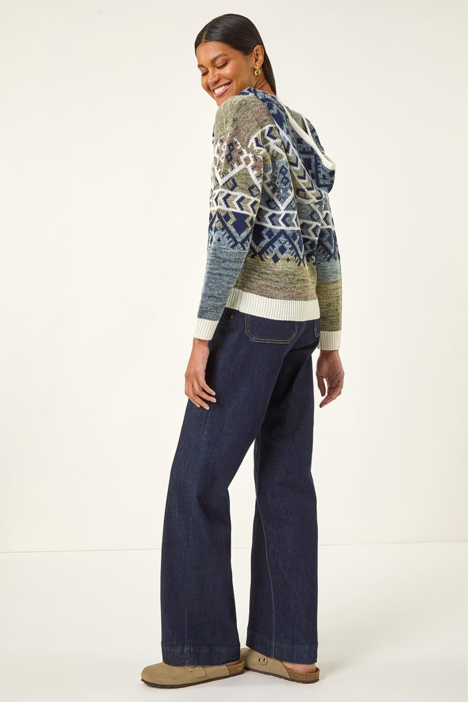 Roman Grey Jacquard Hooded Knit Jumper