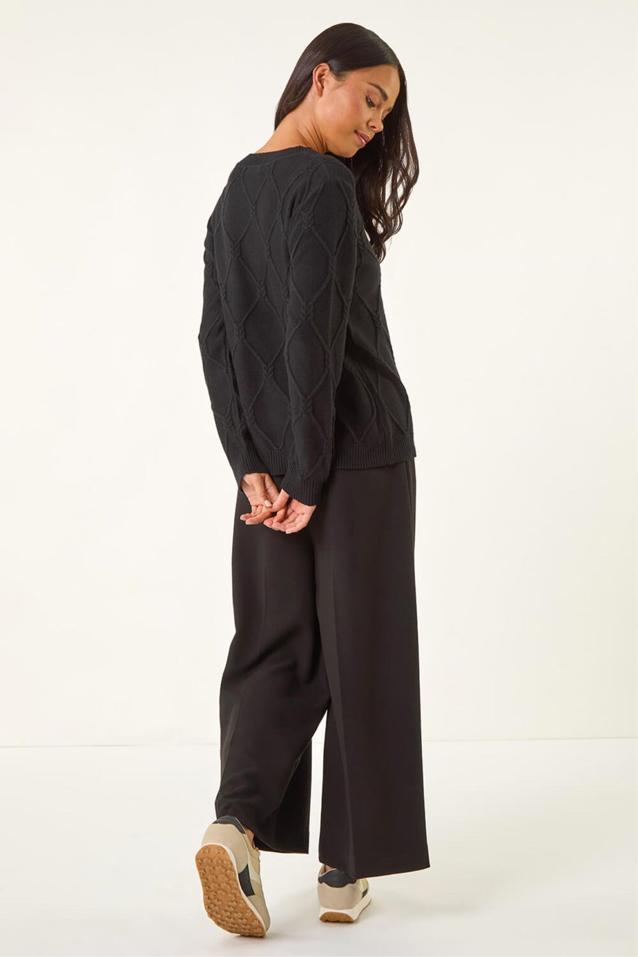 Roman Black Petite Button Cuff Knit Jumper