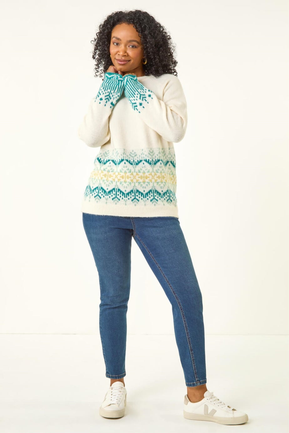 Roman Ivory Petite Fairisle Knit Jumper