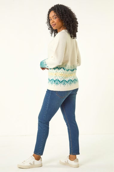 Roman Ivory Petite Fairisle Knit Jumper