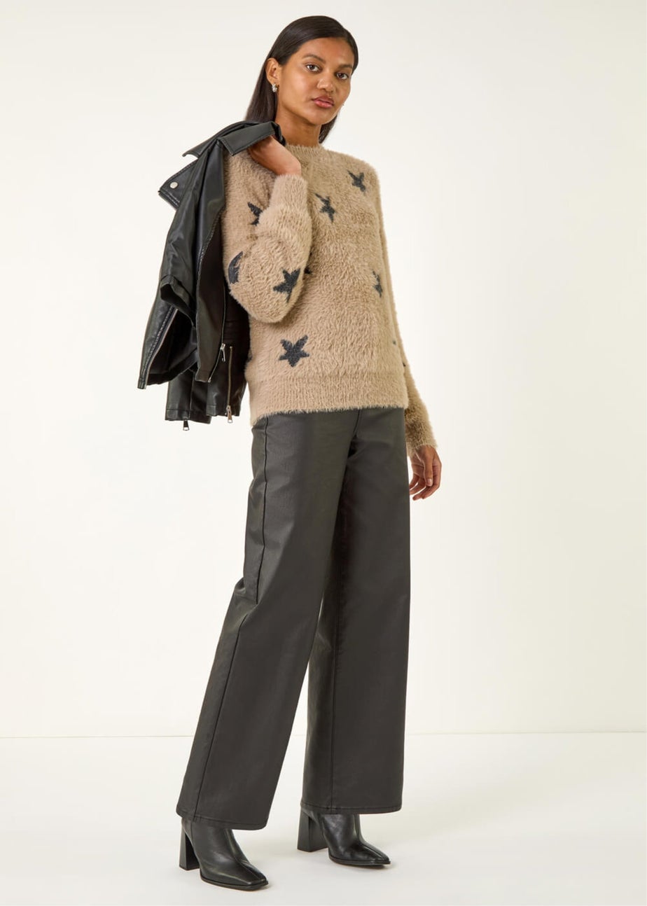 Roman Beige Fluffy Star Knit Jumper