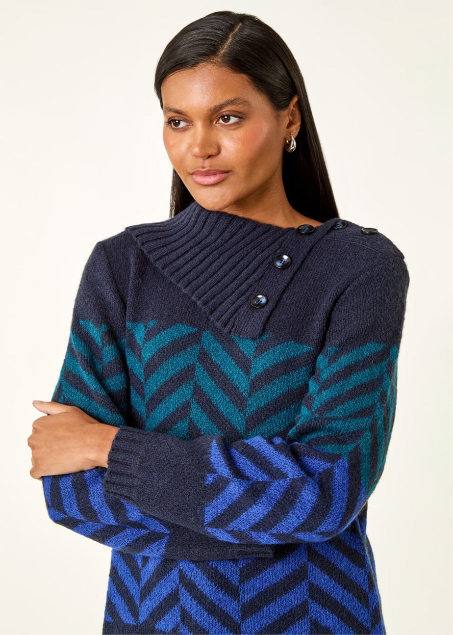 Roman Navy Stripe Roll Neck Knit Jumper