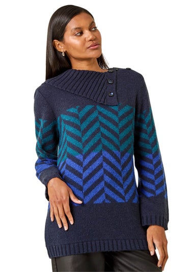 Roman Navy Stripe Roll Neck Knit Jumper