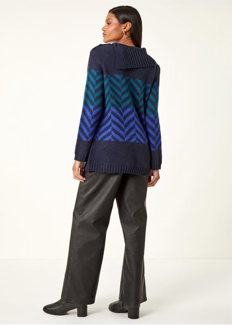 Roman Navy Stripe Roll Neck Knit Jumper