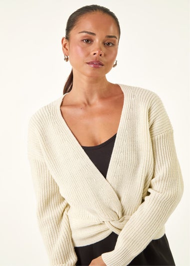 Roman Ivory Petite Twist Front Knit Jumper