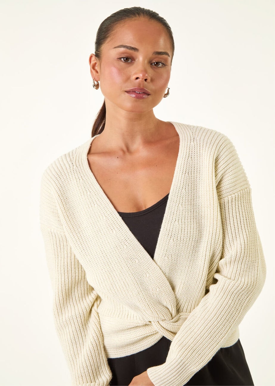Roman Ivory Petite Twist Front Knit Jumper
