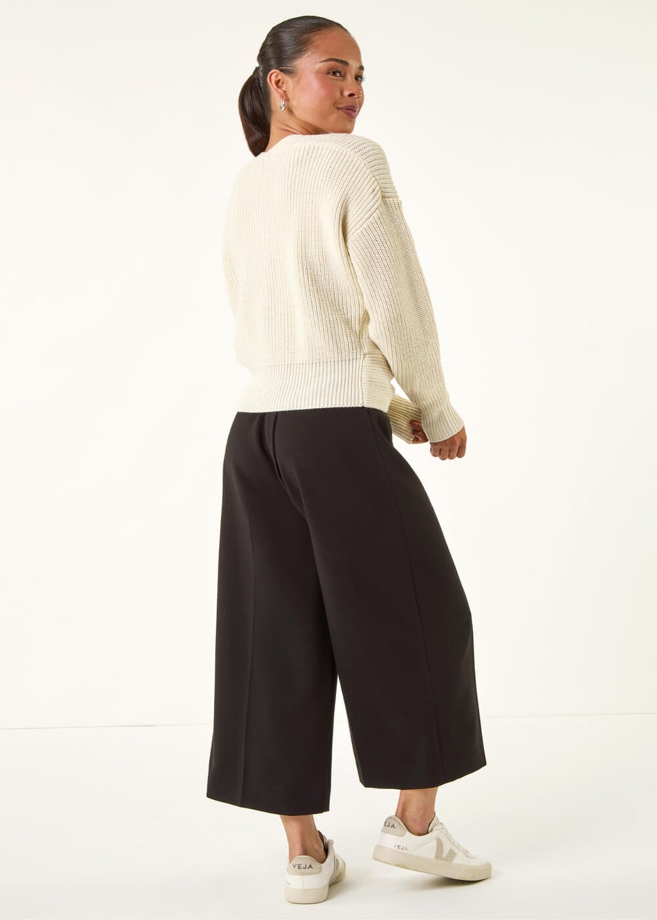 Roman Ivory Petite Twist Front Knit Jumper