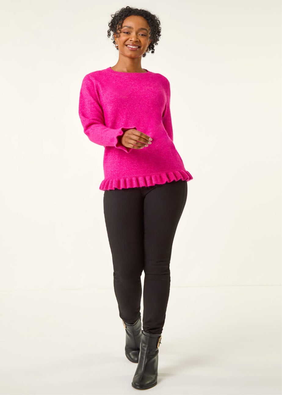 Roman Pink Petite Flute Hem Knit Jumper