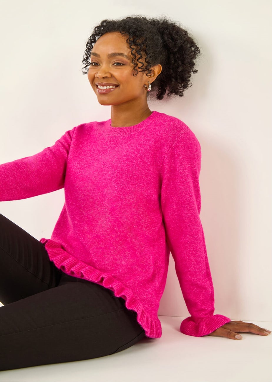 Roman Pink Petite Flute Hem Knit Jumper