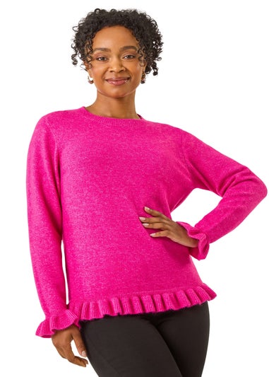 Roman Pink Petite Flute Hem Knit Jumper