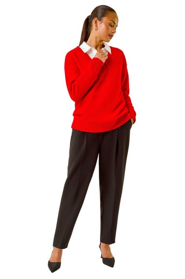 Roman Red Petite V-Neck Knit Jumper