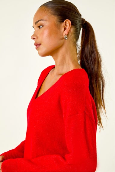 Roman Red Petite V-Neck Knit Jumper