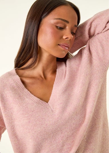 Roman Light Pink Petite V-Neck Knit Jumper