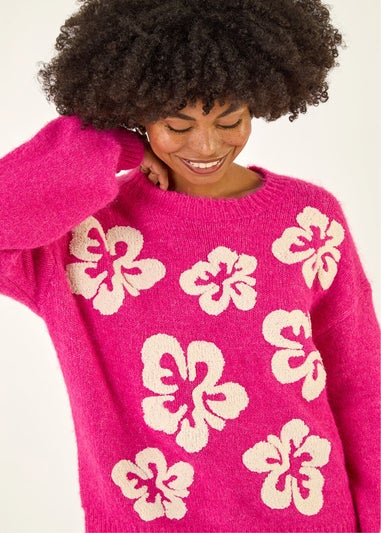 Roman Pink Soft Floral Knit Jumper