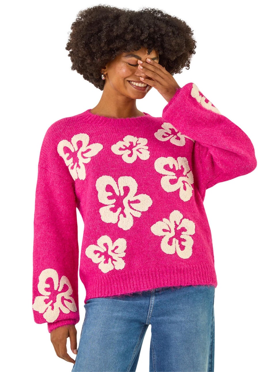 Roman Pink Soft Floral Knit Jumper