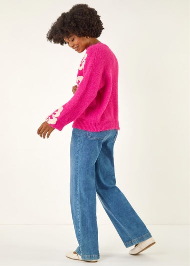 Roman Pink Soft Floral Knit Jumper