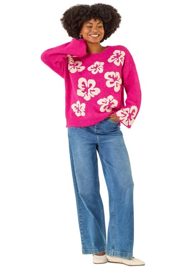 Roman Pink Soft Floral Knit Jumper