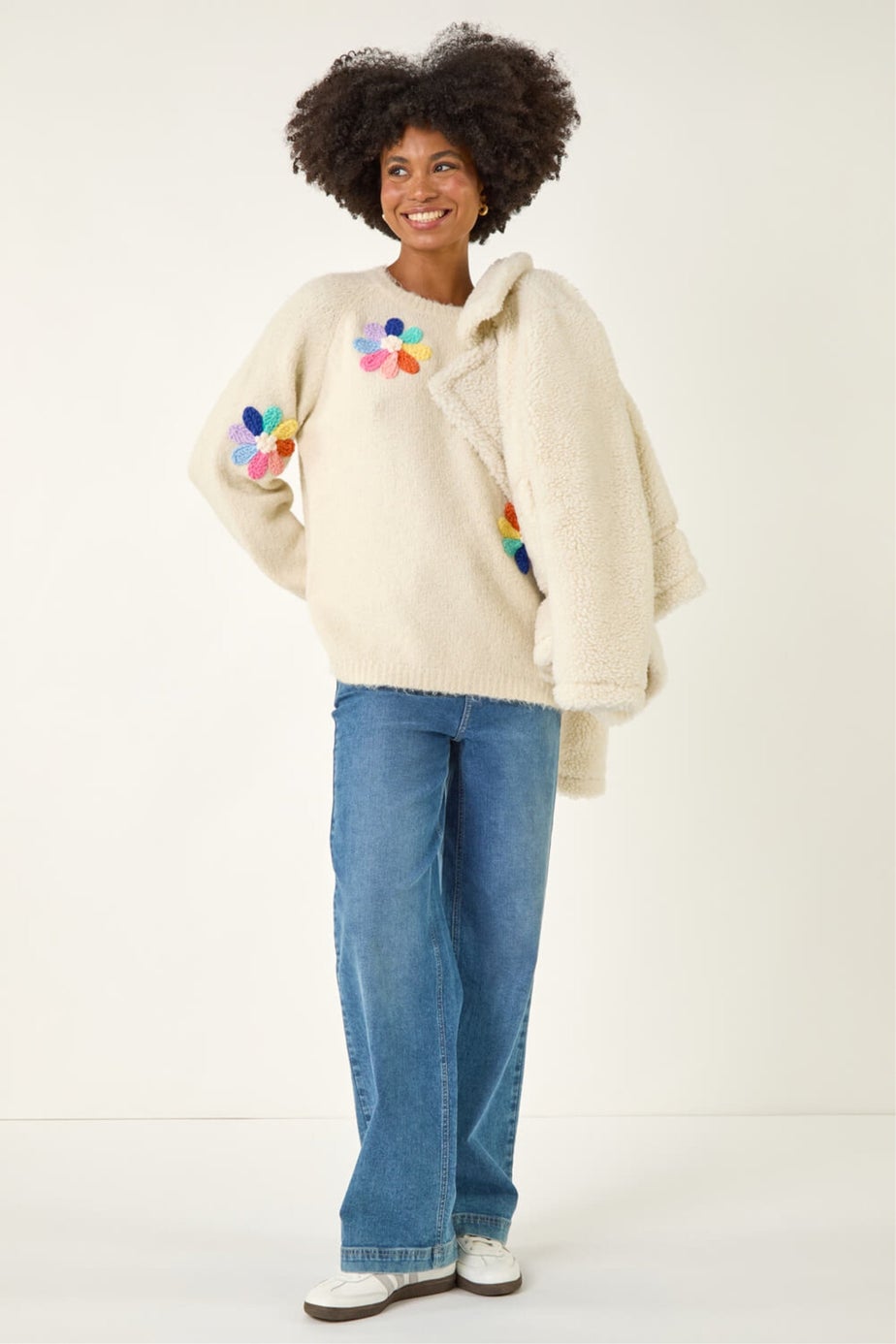 Roman Ivory Floral Rainbow Knit Jumper