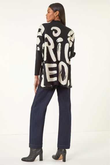 Roman Black Abstract Slogan Knit Jumper