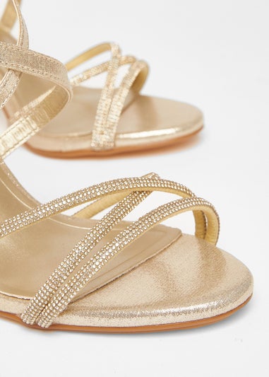 Quiz Gold Shimmer Cross Strap Heels