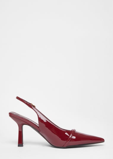 Quiz Burgundy Wide Fit Slingback Court Heels