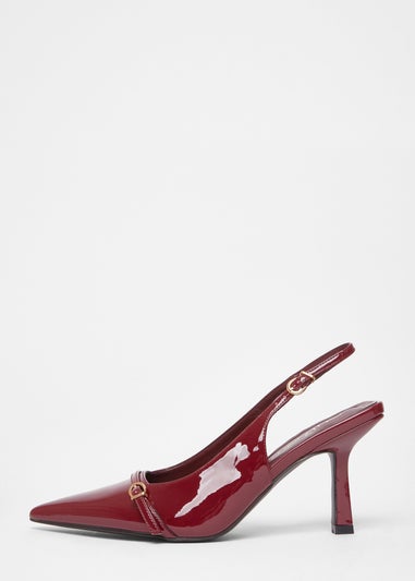 Quiz Burgundy Wide Fit Slingback Court Heels